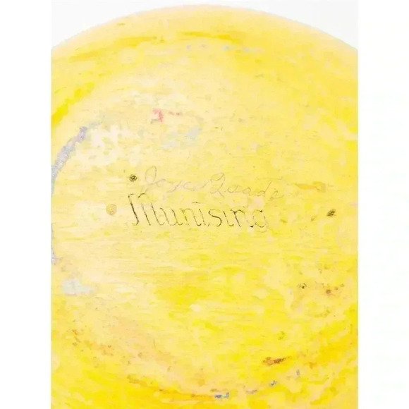 Vintage Munising Hand-Painted Wooden Bowl Swan Design Yellow 1950s - Picture 3 of 5